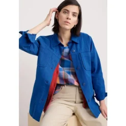 Seasalt Cornwall Long Field Organic Cotton Worker Jacket | Women Coats & Jackets