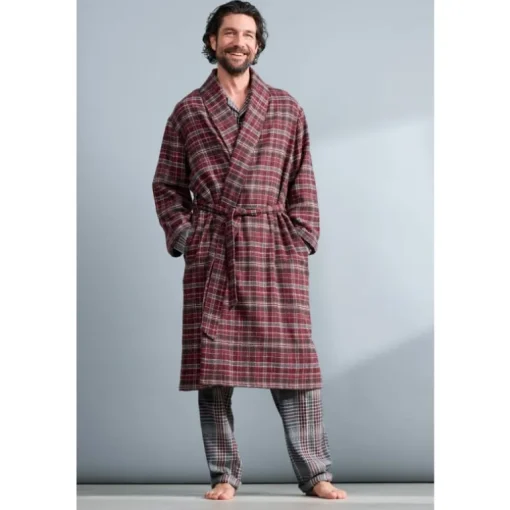 Seasalt Cornwall Men's Deckhand Checked Flannel Robe | Nightwear