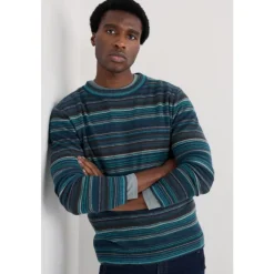 Seasalt Cornwall Men's Notebook Striped Jumper with Lambswool | Knitwear