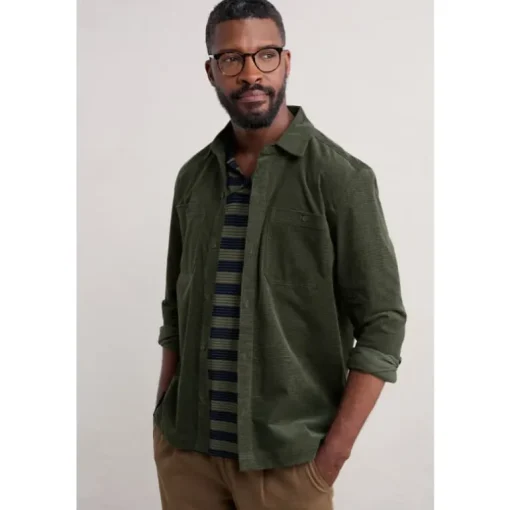 Seasalt Cornwall Men's Ropemaker Waffle Cord Overshirt | Shirts | Coats & Jackets