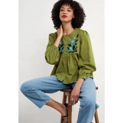 Seasalt Cornwall Thornapple Embroidered Shirt in GOTS-Certified Organic Cotton | Women Shirts & Blouses